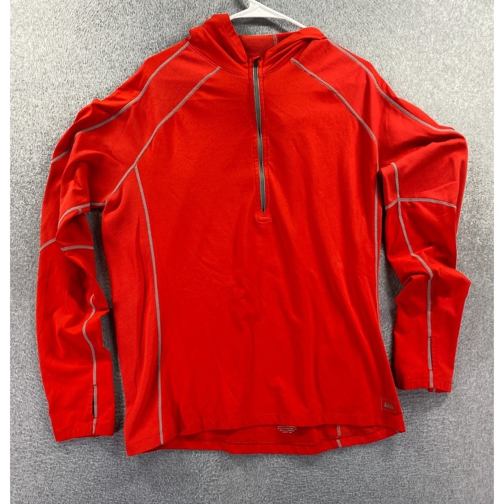 REI Orange 1/4 Zip‎ Lightweight Pullover Men's Large Activewear Hoodie Stretch